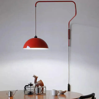 Red articulated sconce close-up E27 arm detail
