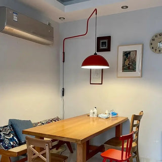 Red wall sconce E27 articulated arm extended 74cm