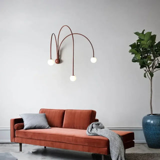 Red statement wall sconce 3 arches – G9 LED 6000K 73cm height