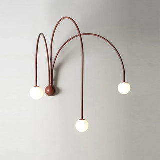 Red glass 3-arch wall sconce front view – G9 3 lights 5000g