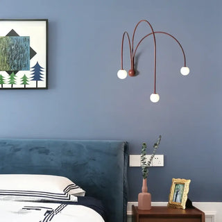 3-arch glowing wall sconce side view – red glass metal G9 IP20