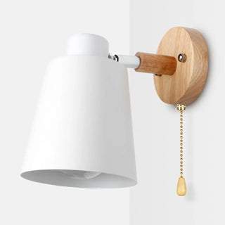 Scandinavian wood aluminum wall sconce white – front view
