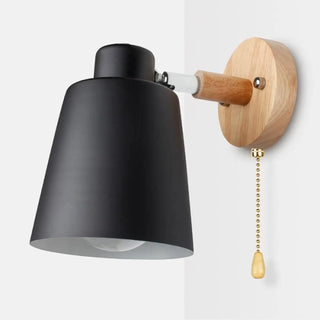 Nordic wood wall light E27 green 16cm – angle view