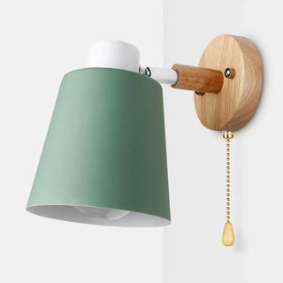 Scandinavian wood sconce yellow aluminum – installed