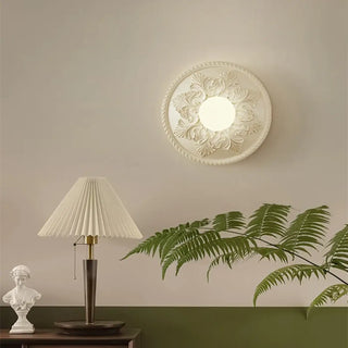 Beige resin wall sconce side view G9 LED 30cm