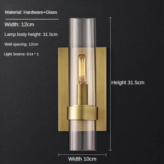 Luxury glass sconce S size black – metal tube detail