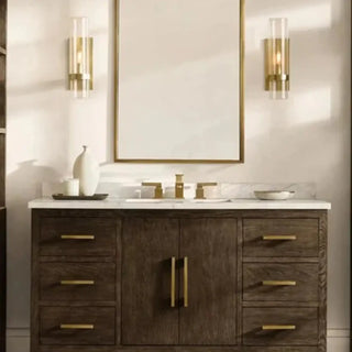 Gold glass tube wall sconce – luxury M size close-up