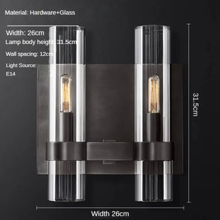 Gold glass tube wall fixture – designer 2-light close-up