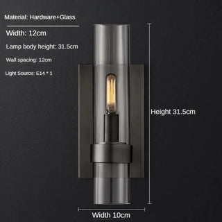 Luxury glass tube sconce black – E14 LED detail view