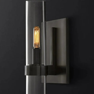 Luxury glass tube wall sconce E14 – black size S 12cm