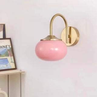 Round E27 wall sconce in pink metal 14cm – front view