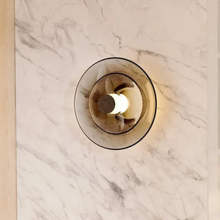 Smoked glass and brass wall sconce G9 10W – gray gold 23cm contemporary