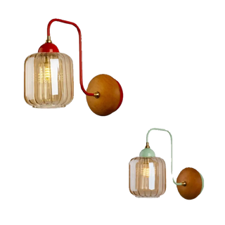 Red Scandinavian glass sconce warm 3000K diffused glow