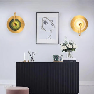 Gold aluminum wall sconce green accent G4 LED 6W
