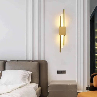 Gold aluminum sconce installed bedroom – warm 3000K modern accent