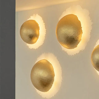 Gold organic wall light LED acrylic front view 40cm