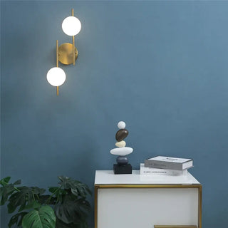 Two frosted white ball gold wall lamp G9 LED IP65 warm light