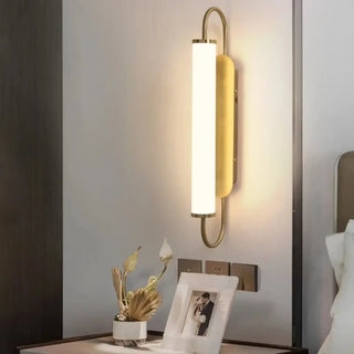 Gold LED wall sconce long tube bedside reading light modern