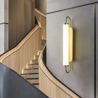Long tube gold wall sconce LED warm white 3000K bedroom
