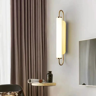 Gold metal wall lamp long white tube headboard bedroom light