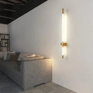 Gold LED tube wall light dimmable – modern long sconce