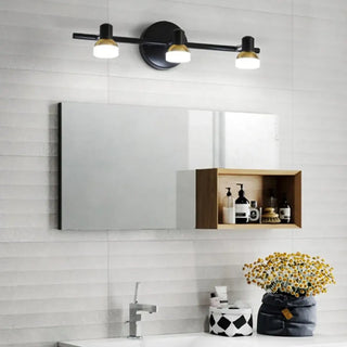 Black gold 3-light mirror wall sconce E27 – glamorous vanity front view