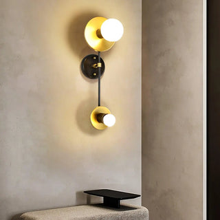 Black and gold double wall light E27 dimmable 2 sconces
