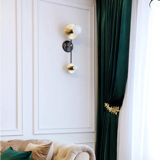 Double wall sconce black gold frosted glass globes E27