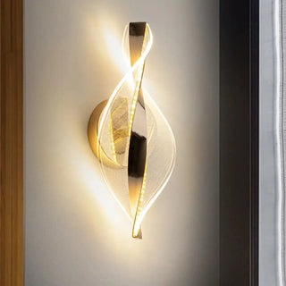 Spiral gold aluminum wall sconce G4 – installed
