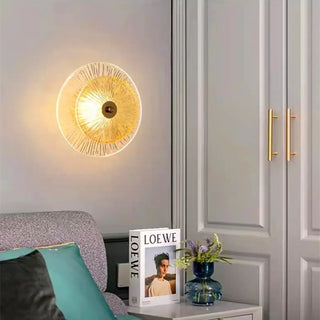 Round gold sconce side view G9 LED IP65