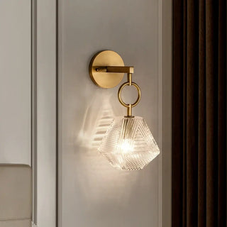 Gold chain wall sconce E27 LED – glass metal hanging
