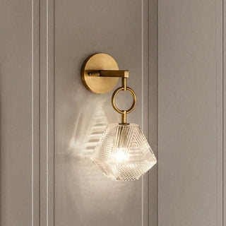 Chain suspension wall light – gold E27 glass fixture