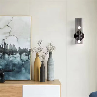 Blown glass double wall sconce E14 art deco coloured blue grey