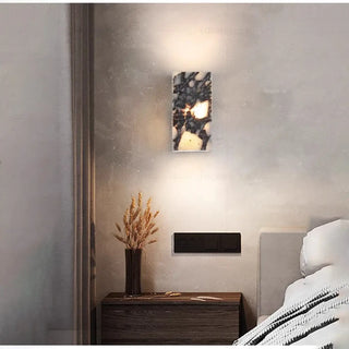 Marble effect rectangular sconce close-up – white natural marble texture