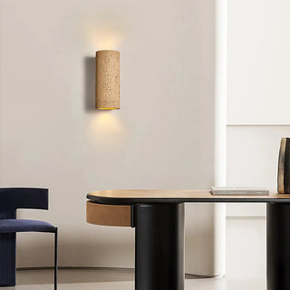 Stone effect sconce E27 gray aluminum – installed