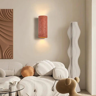 Stone effect aluminum wall sconce E27 white – front view