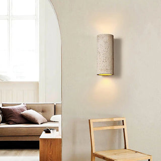 Stone texture wall light E27 brown 23cm – angle view