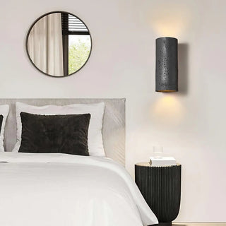 Stone effect red aluminum wall sconce 3000K – close-up