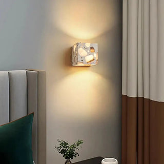 beige natural stone effect wall sconce 9W LED – square