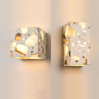 stone effect wall sconce beige – square IP20 modern