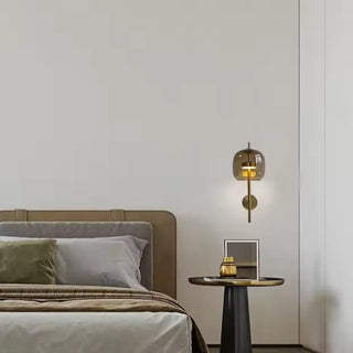 Arm wall sconce LED glass gold finish gray detail