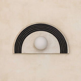Striped glass wall sconce close-up – black or beige G4 4000g
