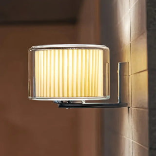 Striped glass wall sconce E27 LED – gold metal dimmable 20cm