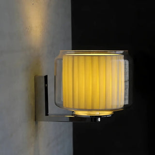 Gold glass wall light E27 LED – striped contemporary 15.4cm