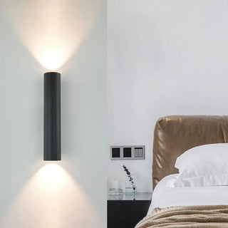 Black cylinder staircase wall sconce G4 LED 6W 40cm