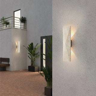 IP65 exterior wall sconce installed on facade – side view