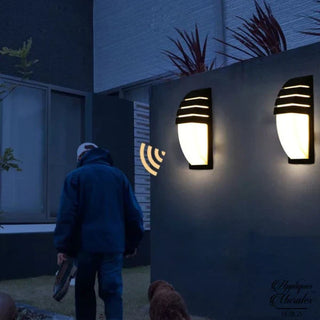 Outdoor Wall Light – Black Aluminum Modern Fixture with Motion Sensor Lamp