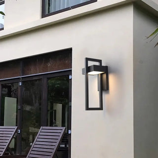 GENO Angular Black Outdoor Sconce – Geometric Modern Exterior Wall Light