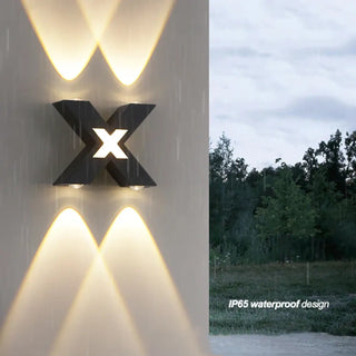 LET Modern X-Shape Exterior Wall Light – Geometric Outdoor Sconce Design