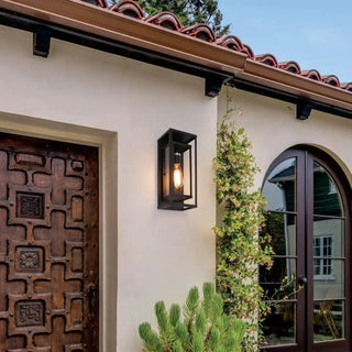 SIMODE Black Metal Contemporary Exterior Sconce – Modern Outdoor Wall Light